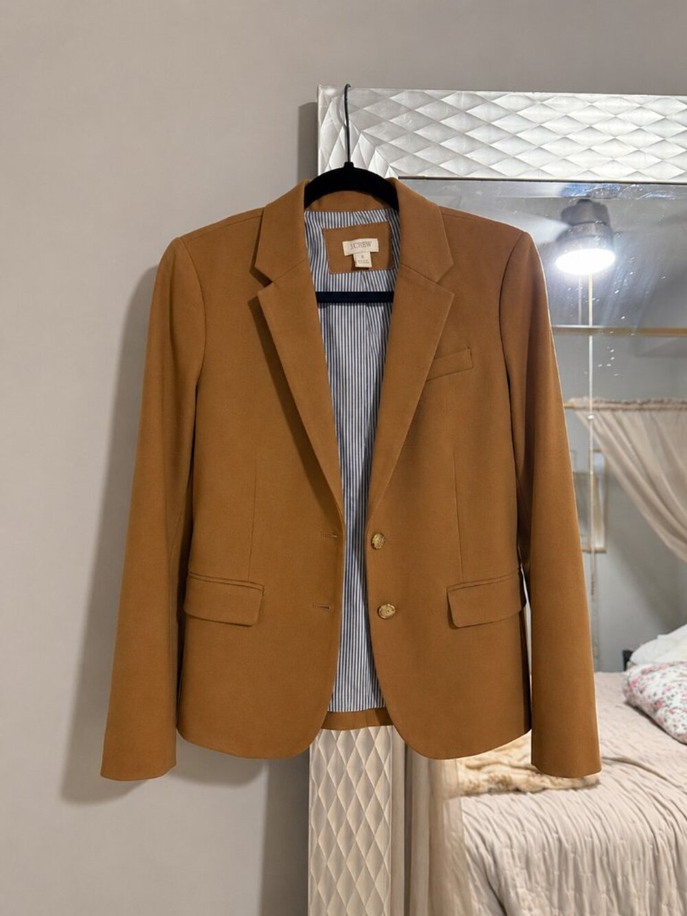 J.Crew Camel Tailored Blazer – Gold Button Jacket